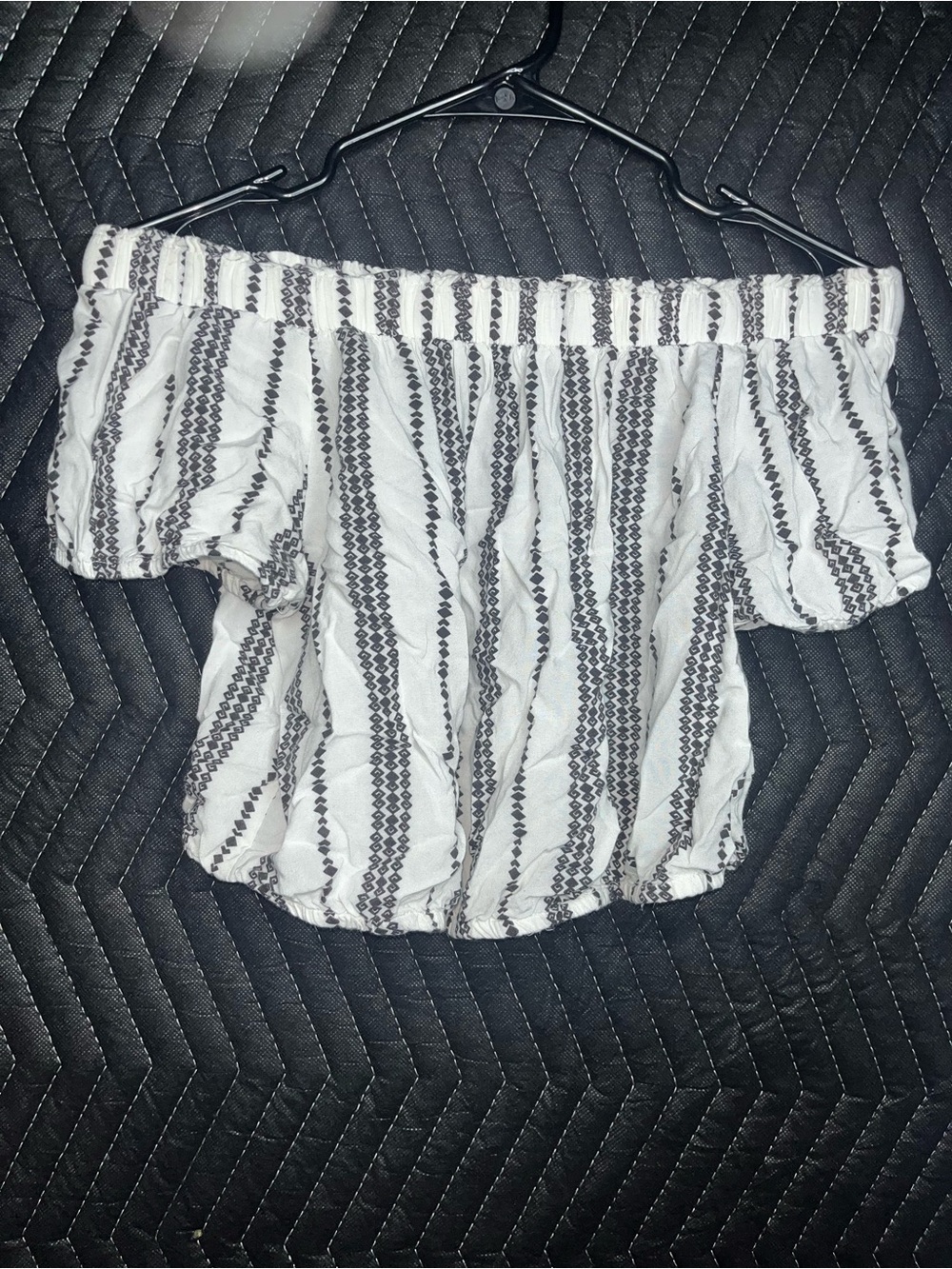 Off-Shoulder White and Black Striped Women’s 2 piece set